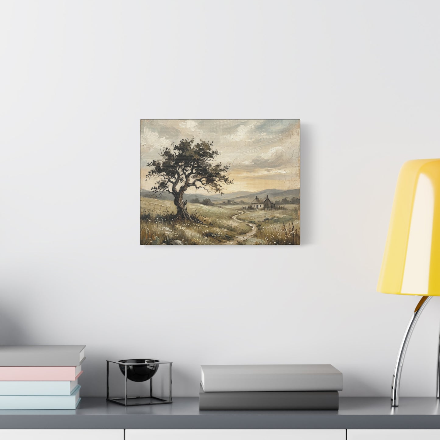 Rustic Countryside Canvas Wall Art — Serene Landscape Matte Stretched Canvas Print