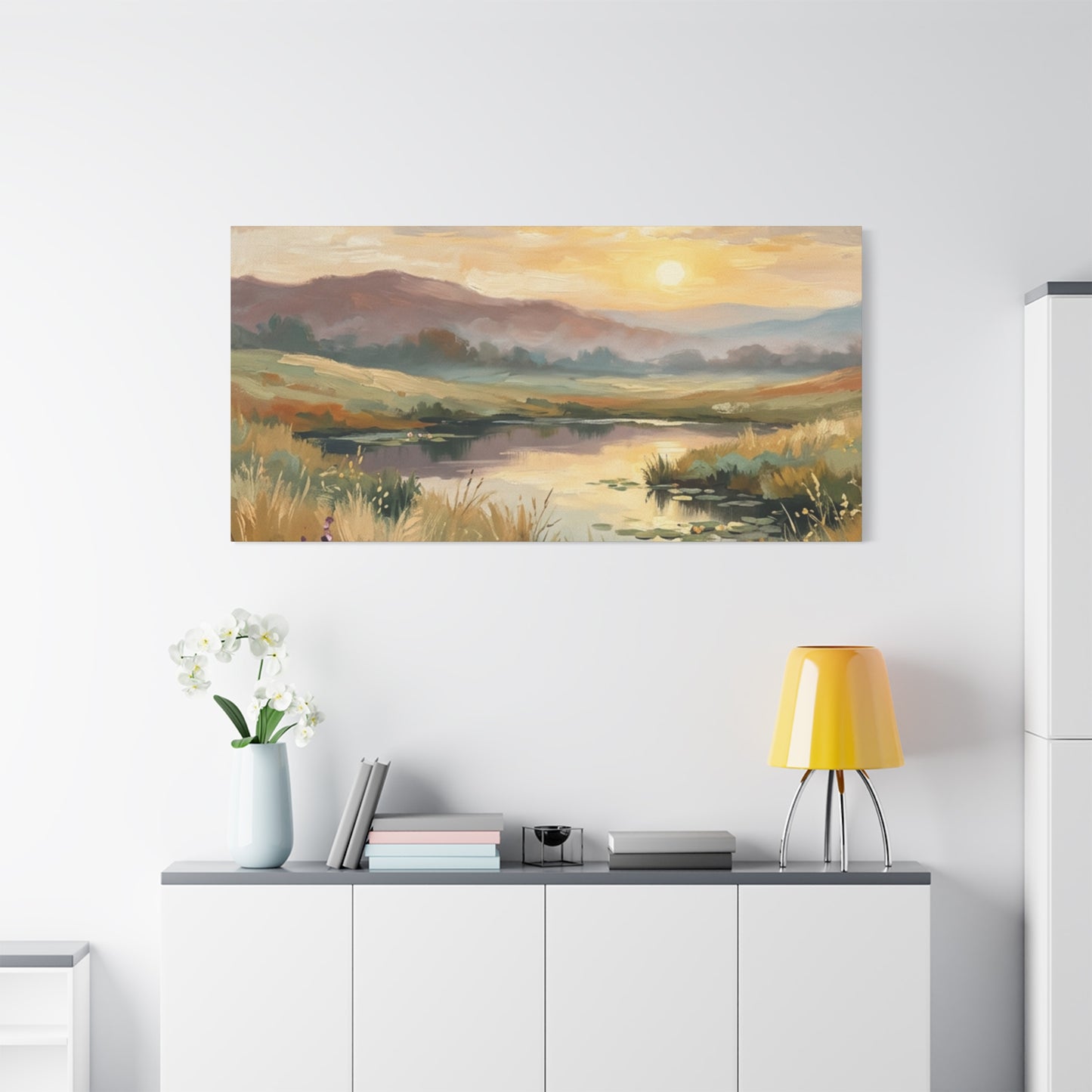 Sunset Meadow Canvas Wall Art — Stretched Matte Landscape Print