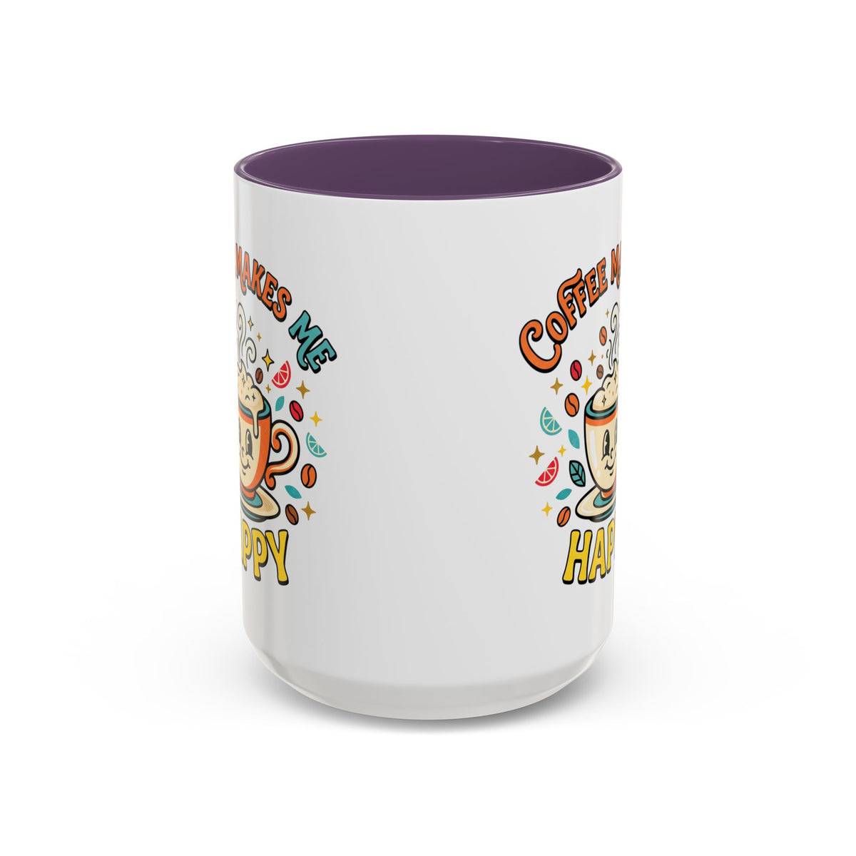 Coffee Mug — "Coffee Makes Me Happy" Cute Retro Accent Mug (11/15oz)