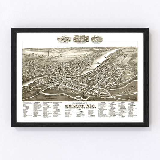 Vintage Map of Beloit, Wisconsin 1890