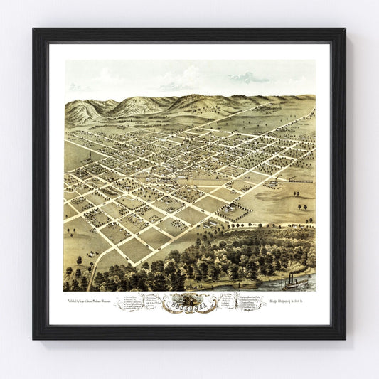 Vintage Map of Boscobel, Wisconsin 1869