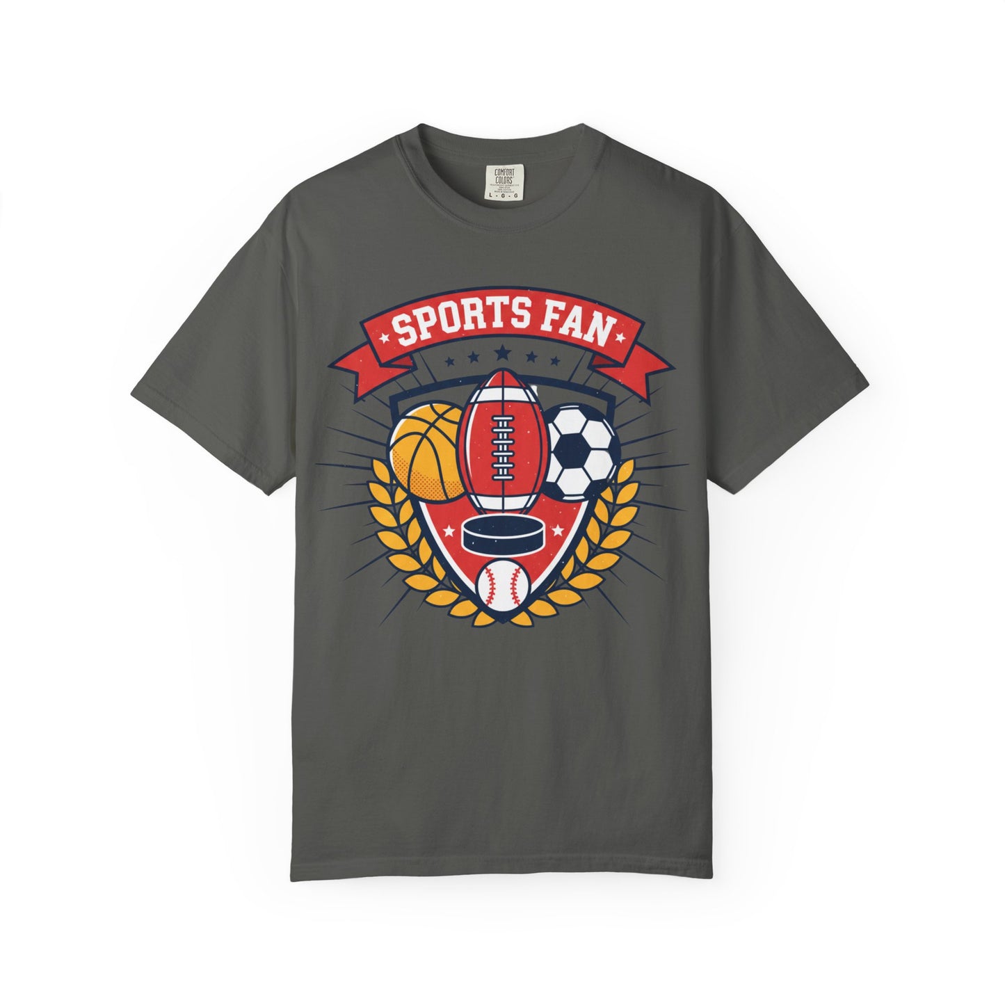 Sports Fan emblem T-shirt | Football Basketball Soccer Baseball