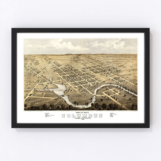 Vintage Map of Columbus, Wisconsin 1868