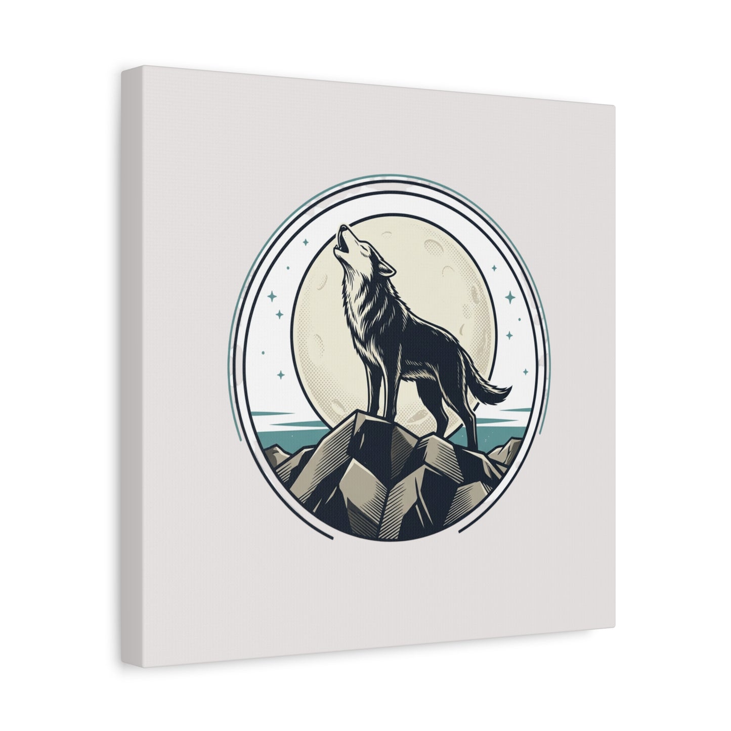 Howling Wolf Canvas Wall Art — Moonlit Wilderness Matte Stretched Print