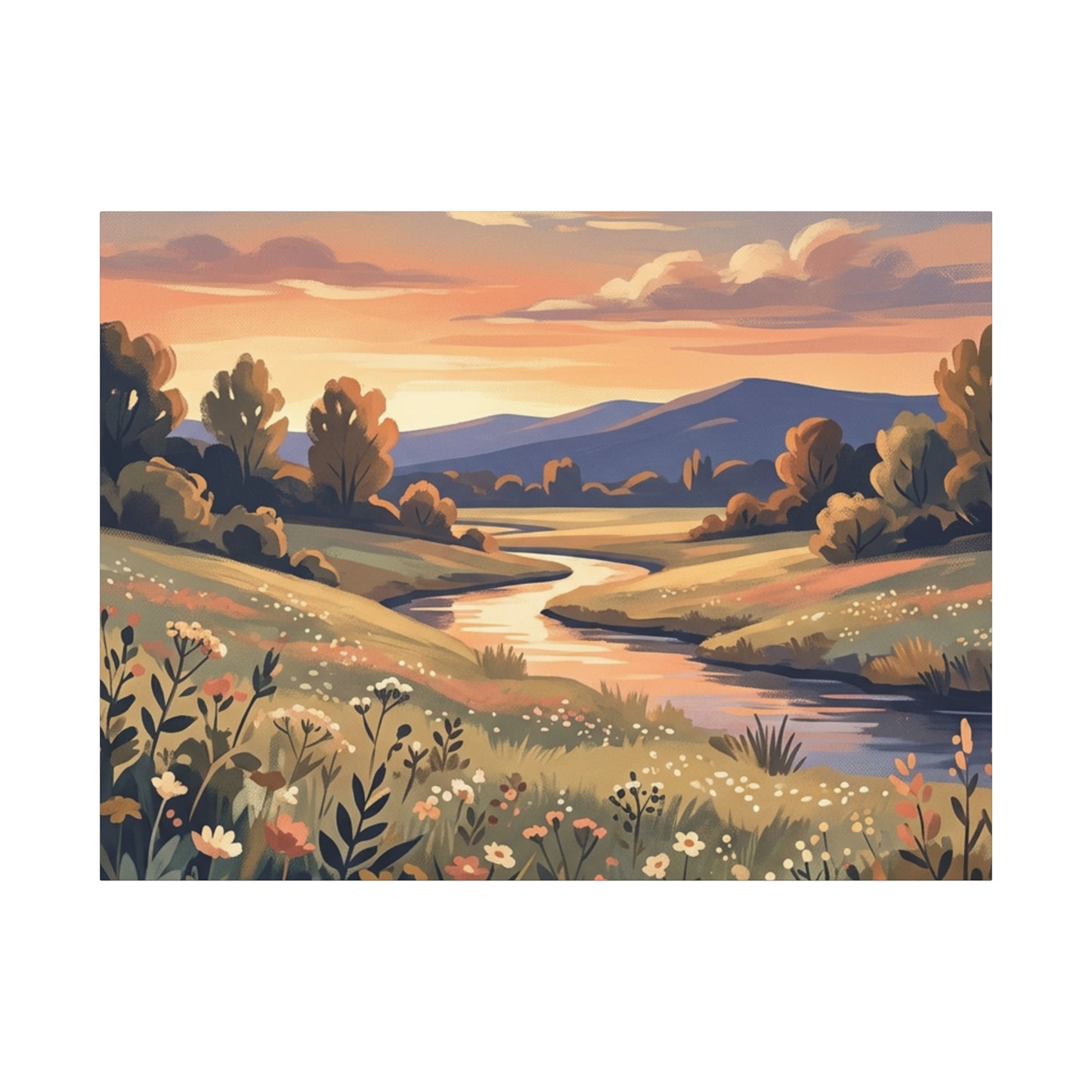 Sunset Meadow Canvas Wall Art
