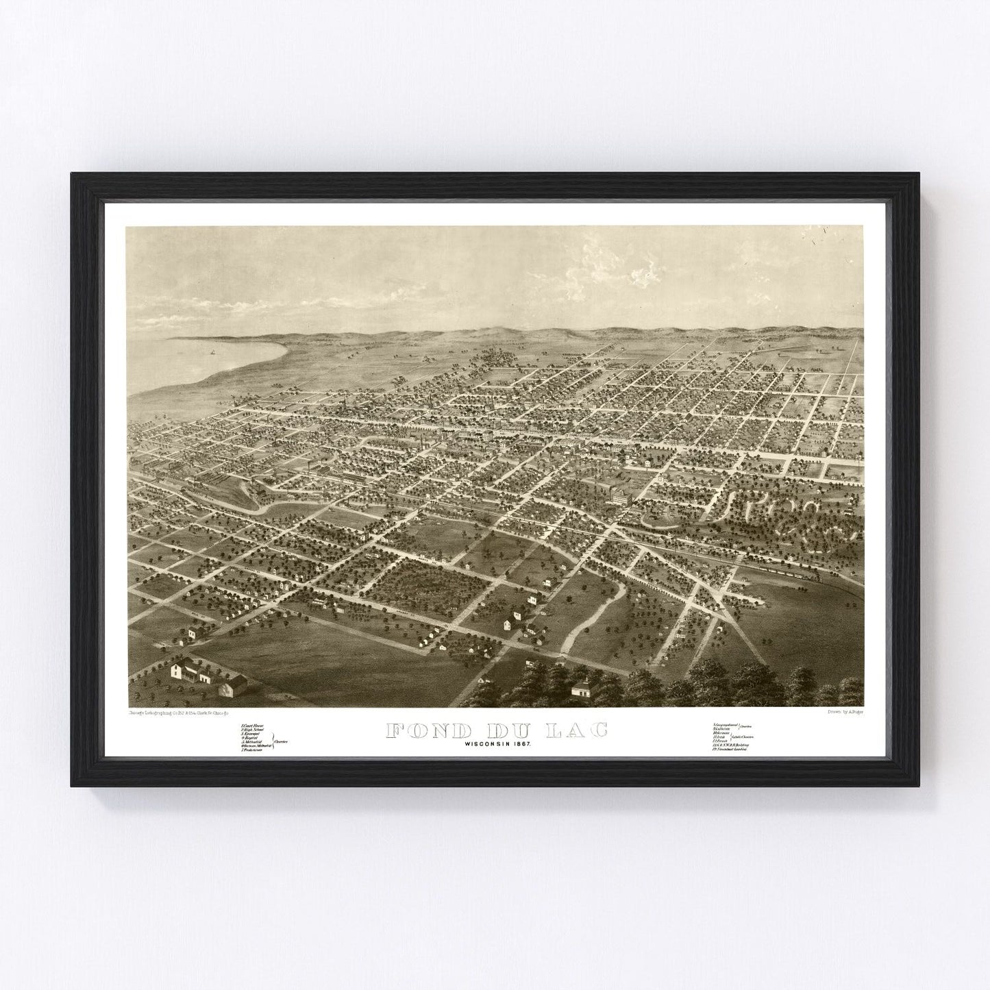 Vintage Map of Fond du Lac, Wisconsin 1867