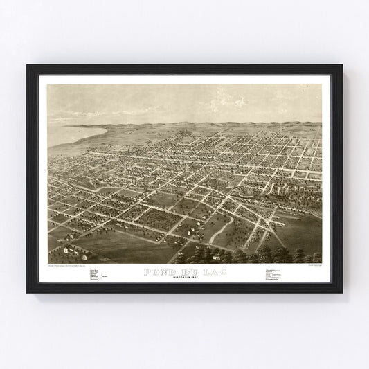 Vintage Map of Fond du Lac, Wisconsin 1867
