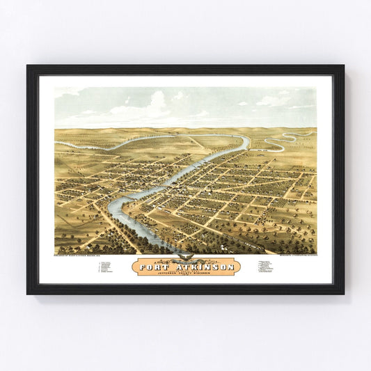 Vintage Map of Fort Atkinson, Wisconsin 1870
