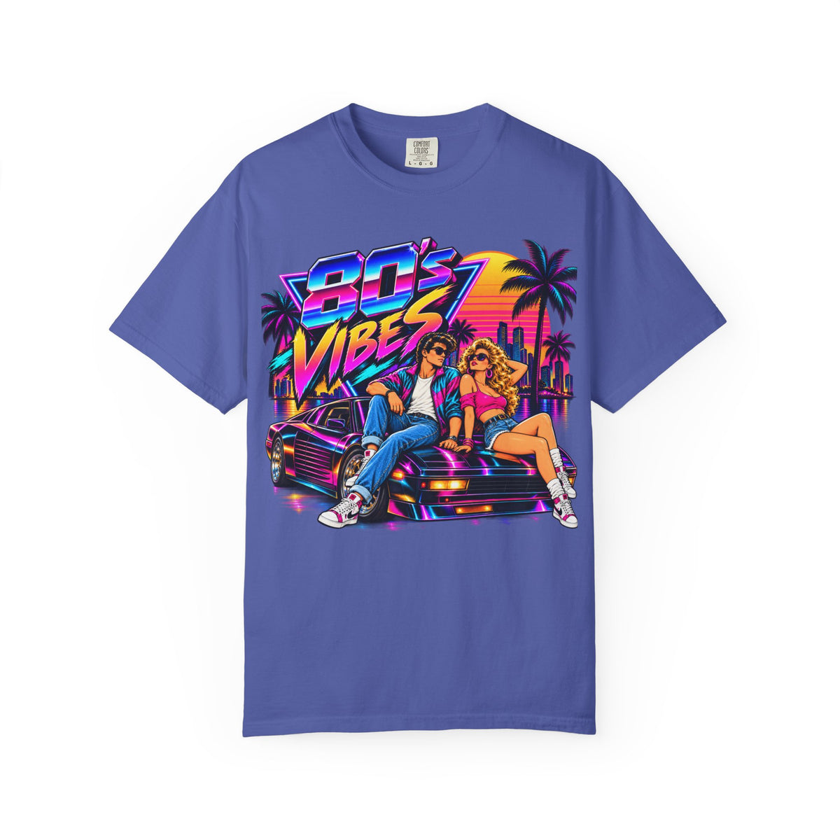 80s Vibes retro car scene T-shirt | neon palm sunset