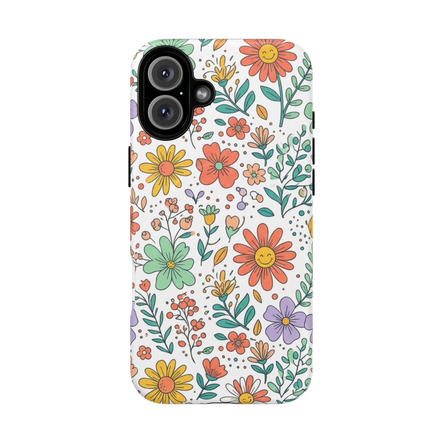 Floral Doodle Tough Magnetic Phone Case – Colorful Wildflower Protection