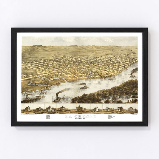 Vintage Map of La Crosse, Wisconsin 1867
