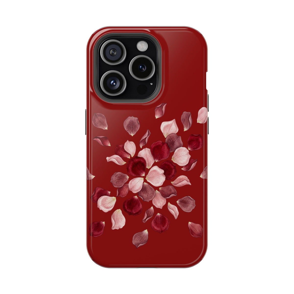 Phone Case — Red Floral Petal Magnetic Impact-Resistant Cover