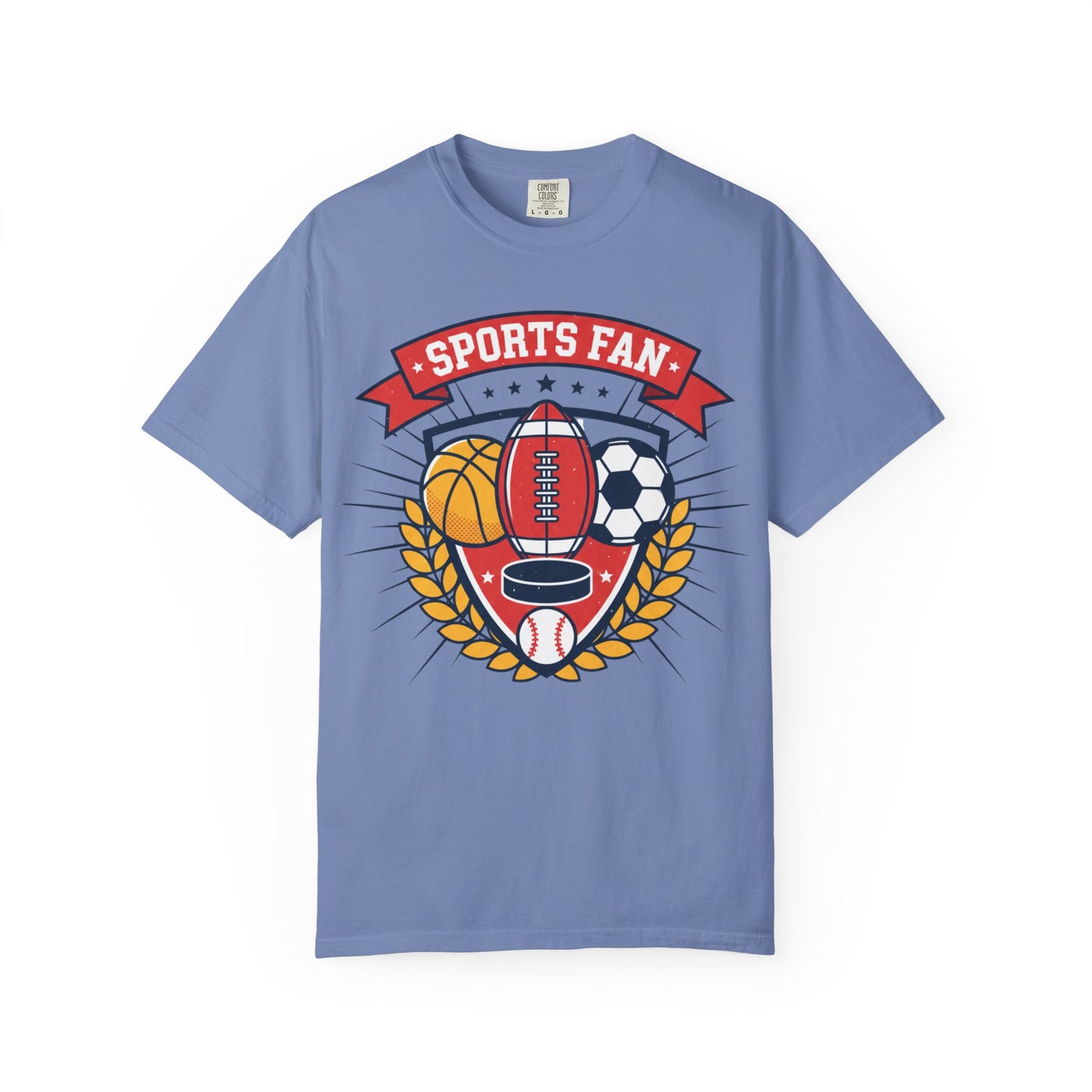 Sports Fan emblem T-shirt | Football Basketball Soccer Baseball