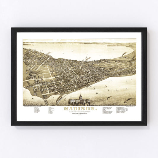 Vintage Map of Madison, Wisconsin 1885