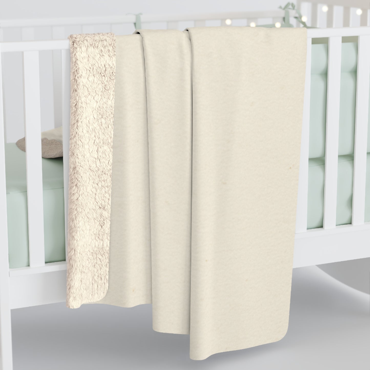Cream Sherpa Fleece Blanket | Plush Reversible Throw, Cozy Home Layer