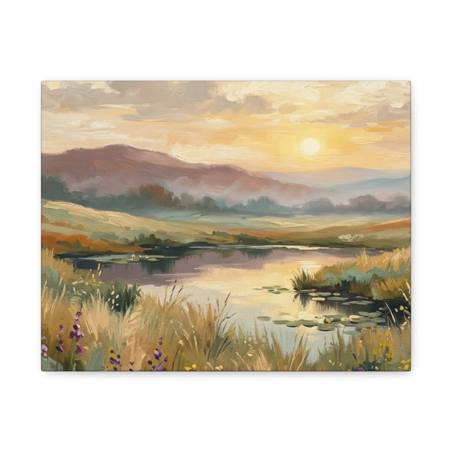 Sunset Meadow Canvas Wall Art — Stretched Matte Landscape Print