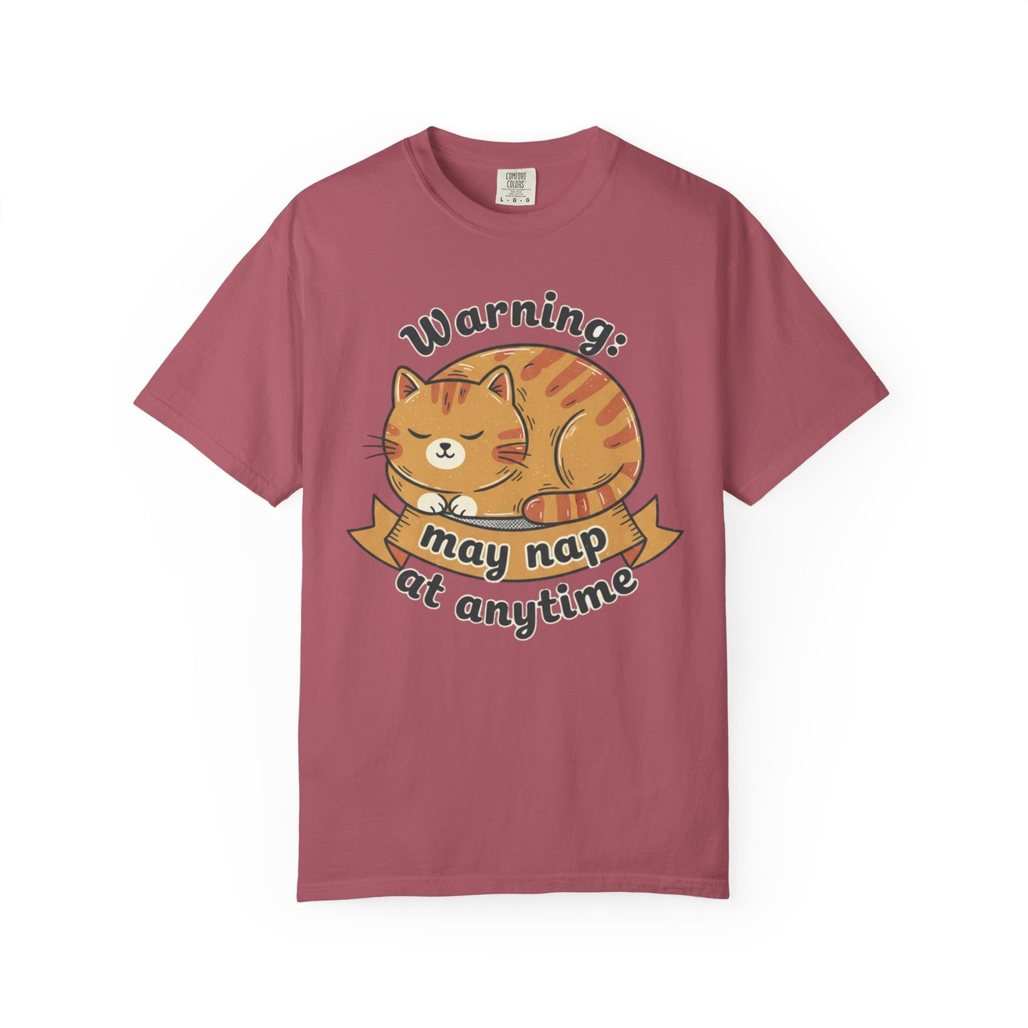 Warning may nap at anytime T-shirt | Sleeping Orange Cat