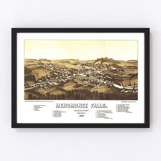 Vintage Map of Menomonee Falls, Wisconsin 1886