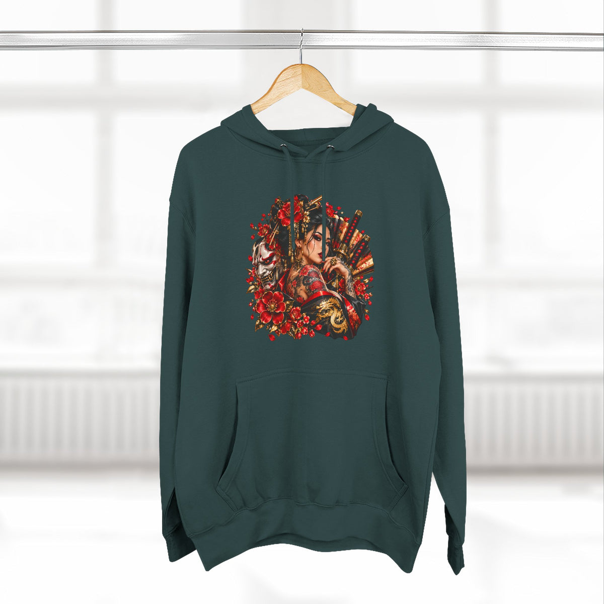 Floral Skull Hoodie — Gothic Rose Graphic Fleece Hoodie