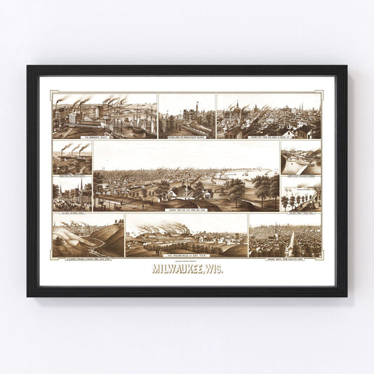 Vintage Map of Milwaukee, Wisconsin 1882