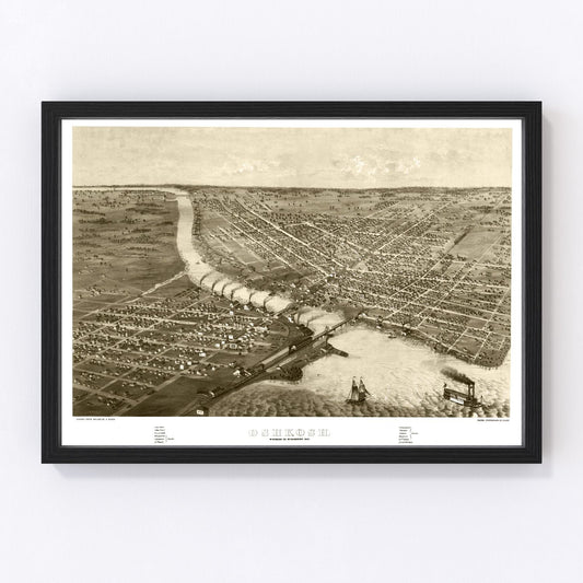 Vintage Map of Oshkosh, Wisconsin 1867