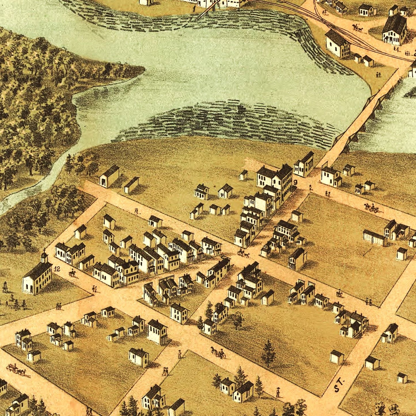 Vintage Map of Peshtigo, Wisconsin 1871