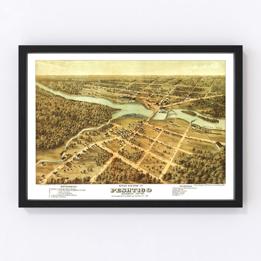 Vintage Map of Peshtigo, Wisconsin 1871
