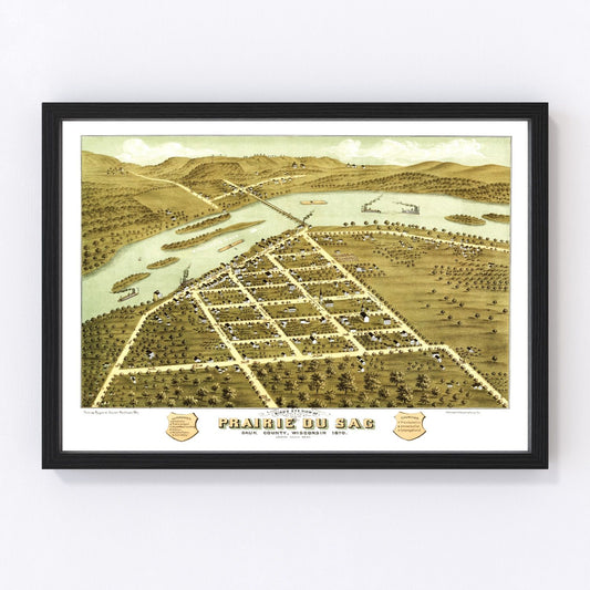 Vintage Map of Prairie du Sac, Wisconsin 1870