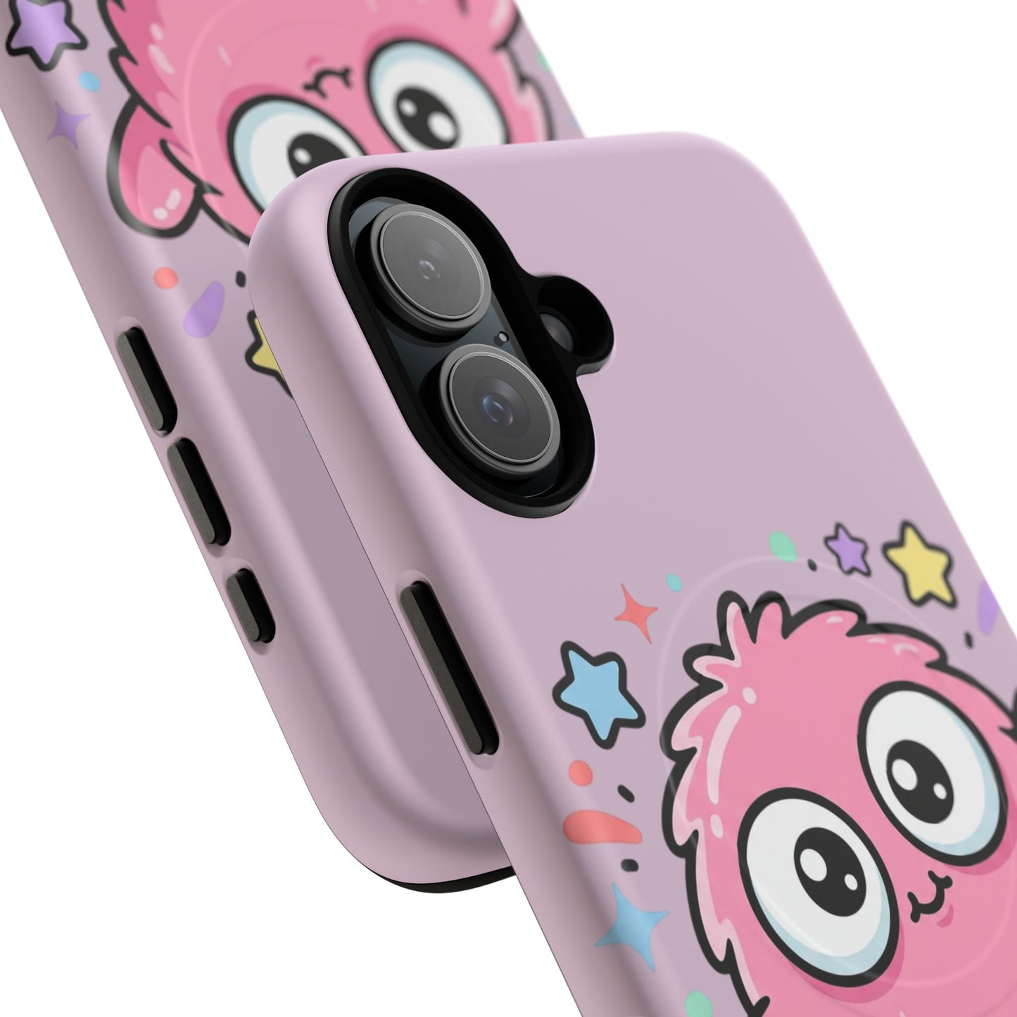 Cute Pink Fuzzy Monster Tough Magnetic Phone Case — Cute Kawaii Protective iPhone Cover