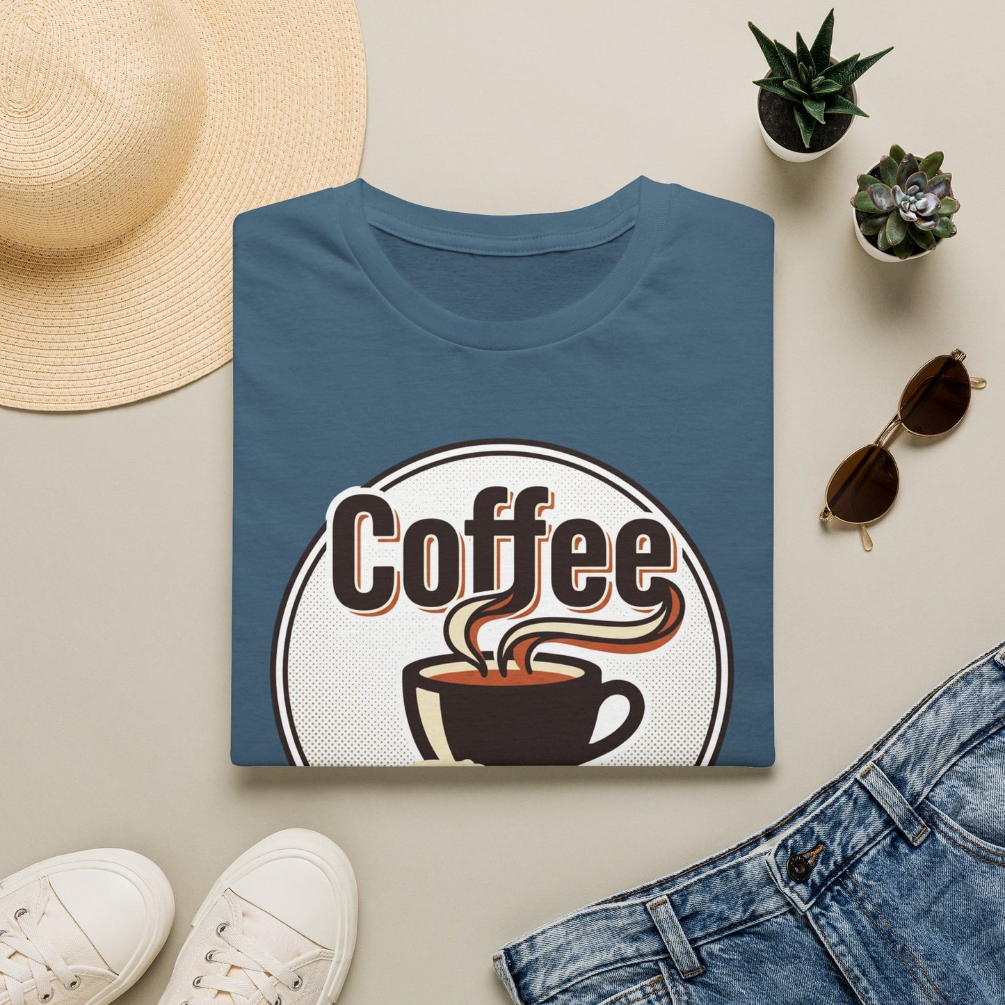 Coffee First T-Shirt — Retro Coffee Cup Graphic Tee for Coffee Lovers