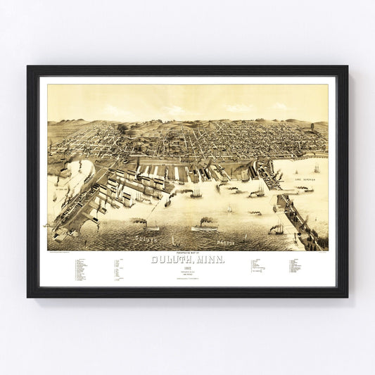 Vintage Map of Duluth, Minnesota 1887
