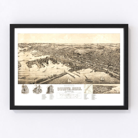 Vintage Map of Duluth, Minnesota 1893