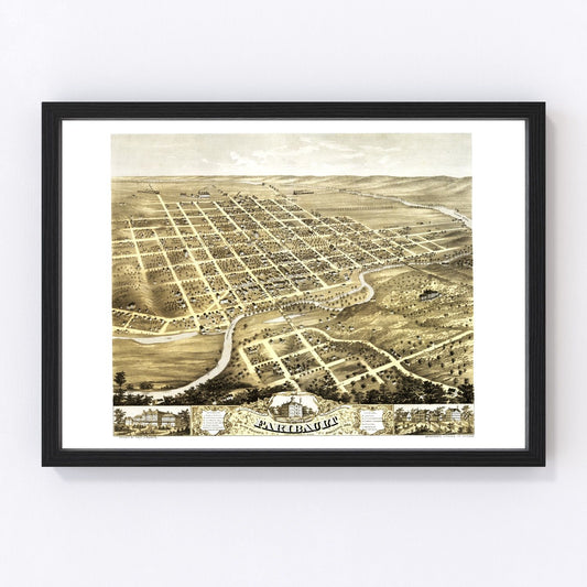 Vintage Map of Faribault, Minnesota 1869