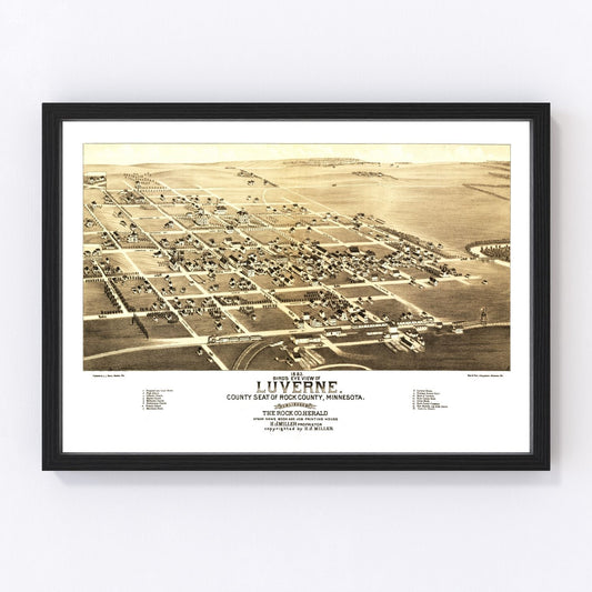 Vintage Map of Luverne, Minnesota 1883