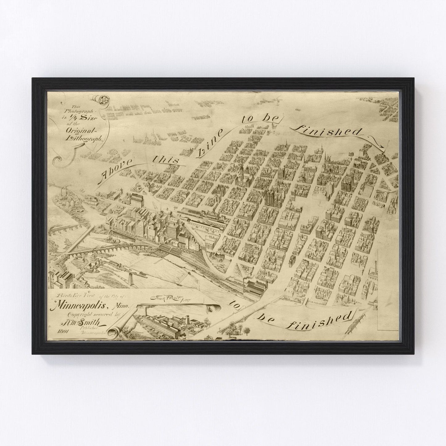 Vintage Map of Minneapolis, Minnesota 1891