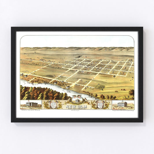 Vintage Map of New Ulm, Minnesota 1870