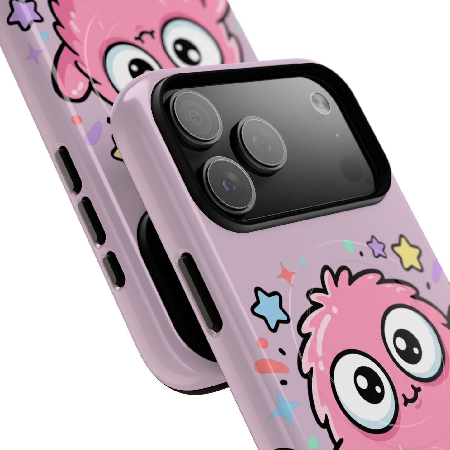 Cute Pink Fuzzy Monster Tough Magnetic Phone Case — Cute Kawaii Protective iPhone Cover
