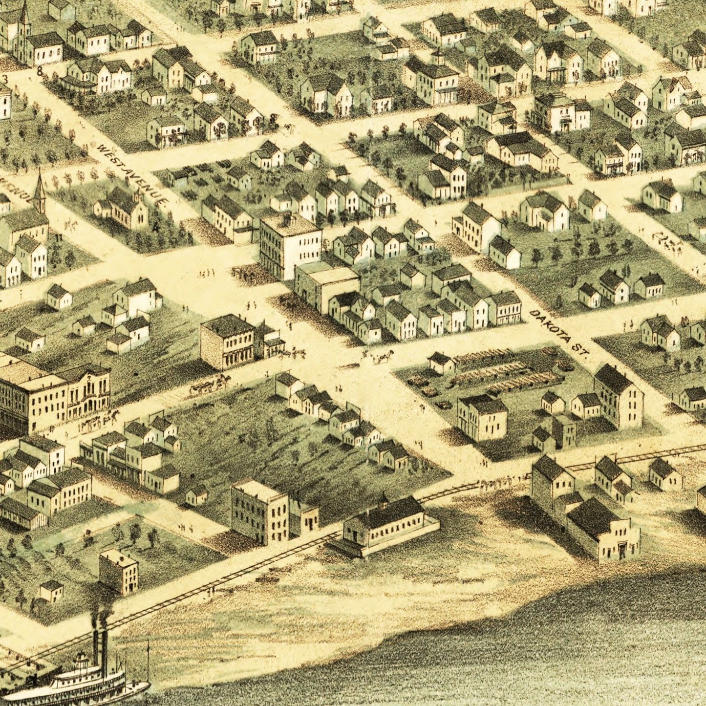 Vintage Map of Red Wing, Minnesota 1868