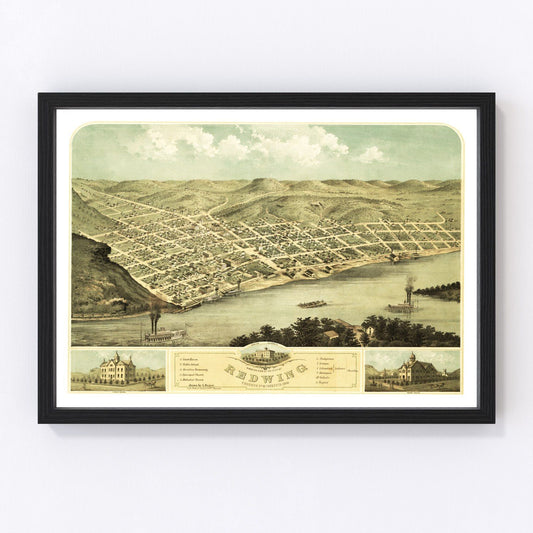 Vintage Map of Red Wing, Minnesota 1868