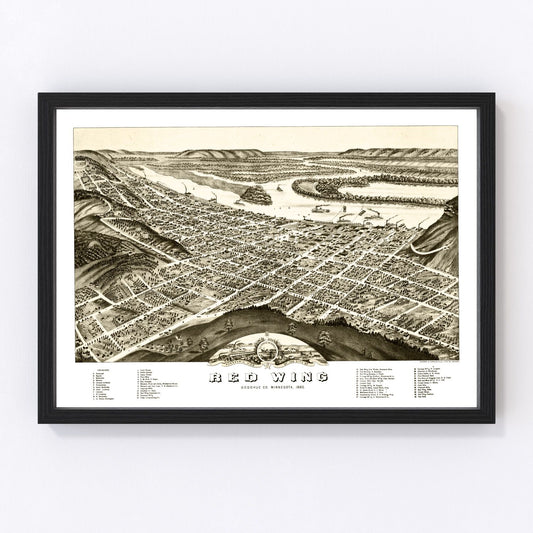 Vintage Map of Red Wing, Minnesota 1880
