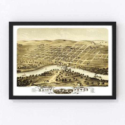 Vintage Map of Saint Peter, Minnesota 1870