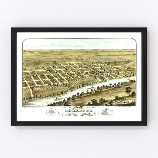Vintage Map of Shakopee, Minnesota 1869
