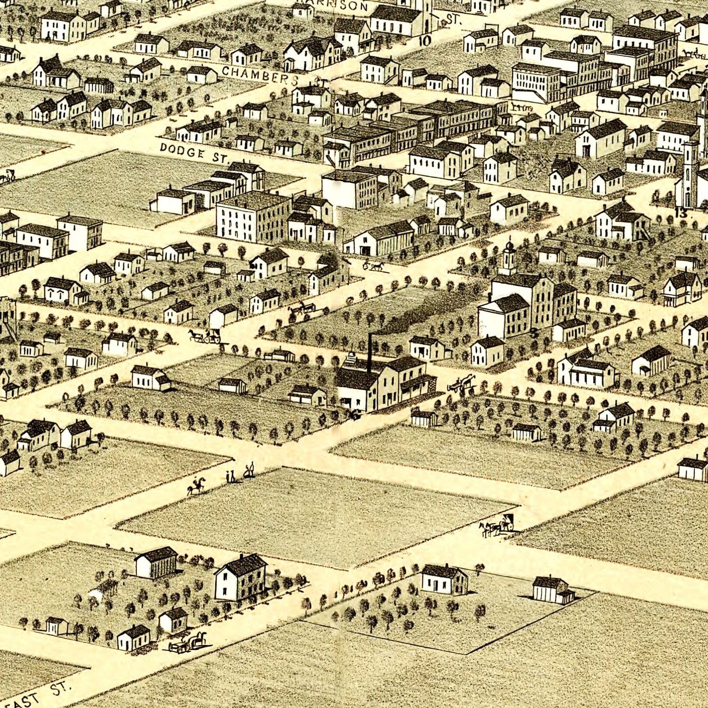 Vintage Map of De Witt, Iowa 1868
