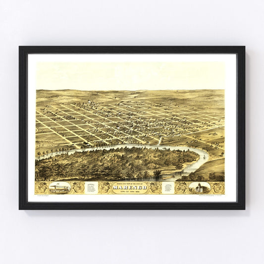 Vintage Map of Marengo, Iowa 1868