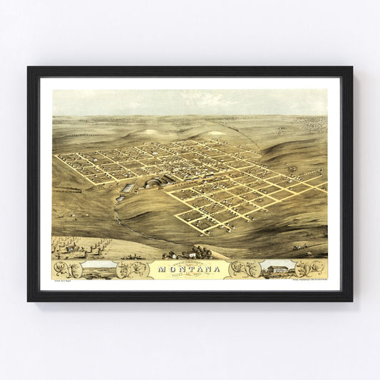 Vintage Map of Montana, Iowa 1868
