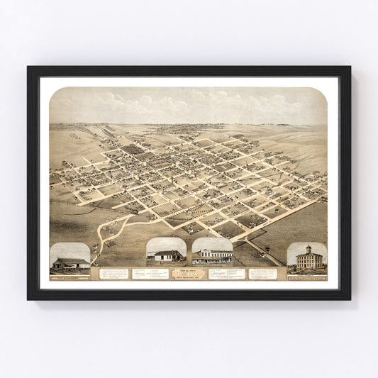 Vintage Map of Pella, Iowa 1869