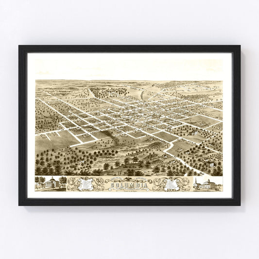 Vintage Map of Columbia, Missouri 1869
