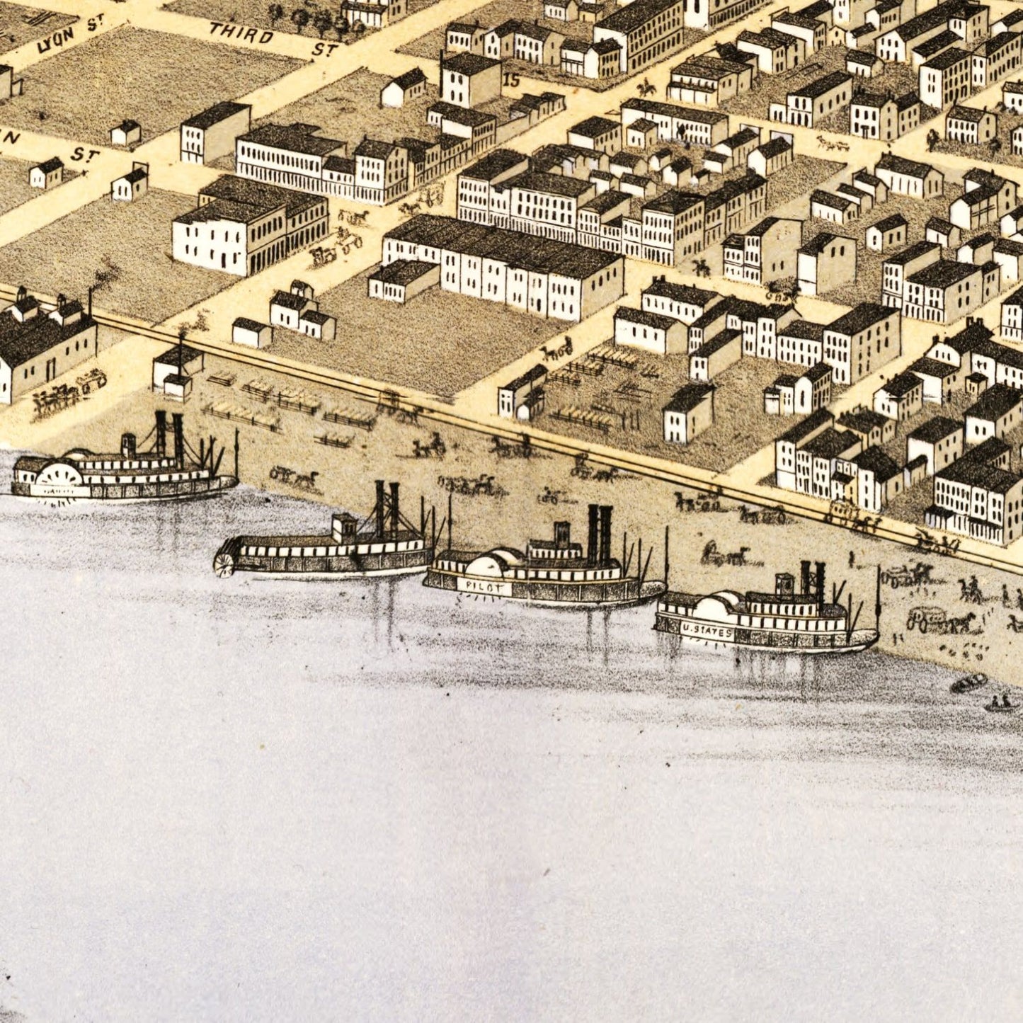 Vintage Map of Hannibal, Missouri 1869