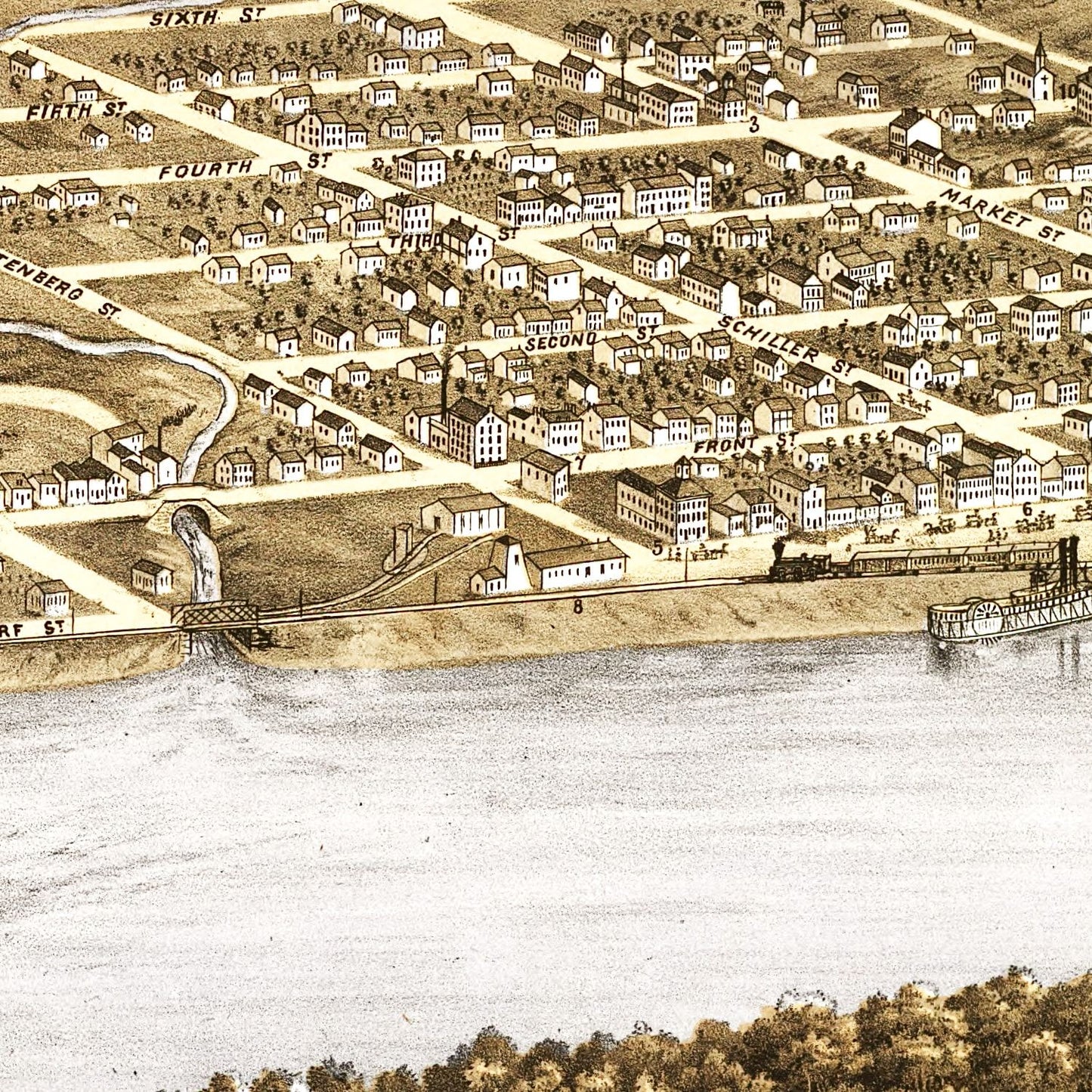 Vintage Map of Hermann, Missouri 1869