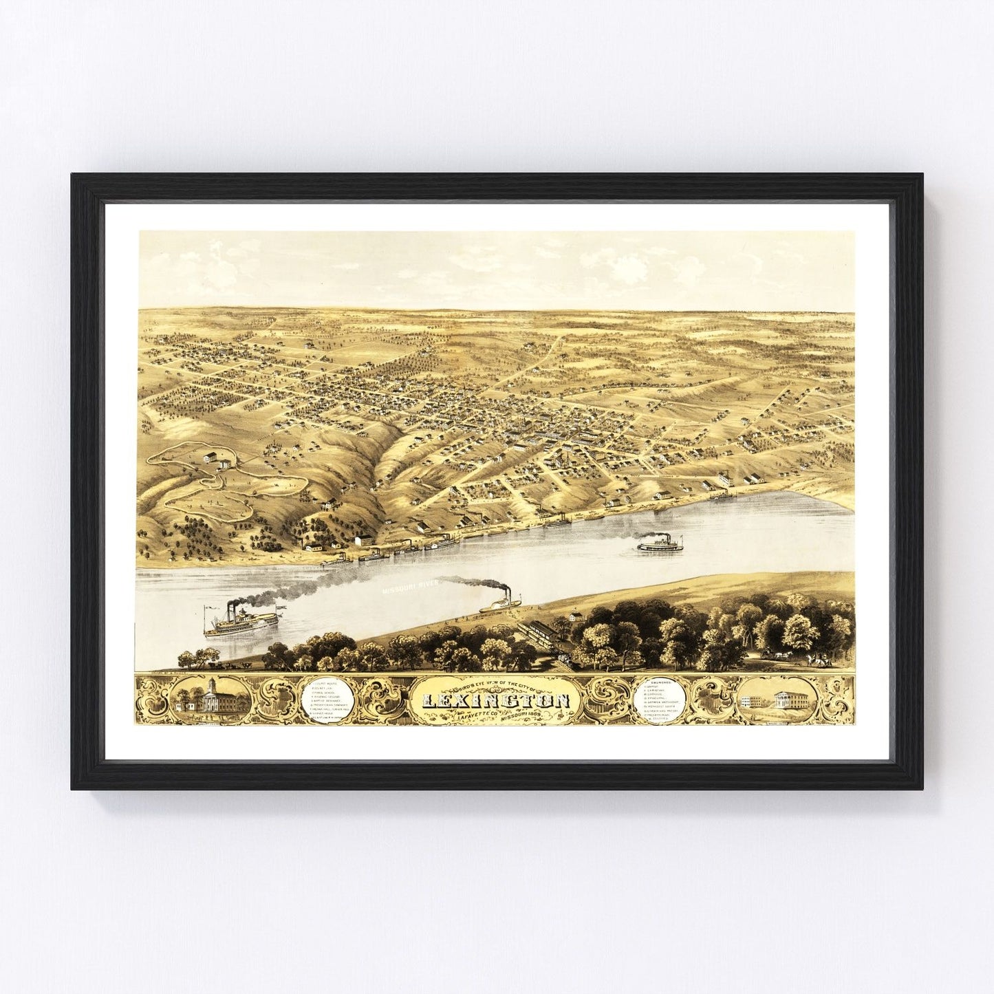 Vintage Map of Lexington, Missouri 1869